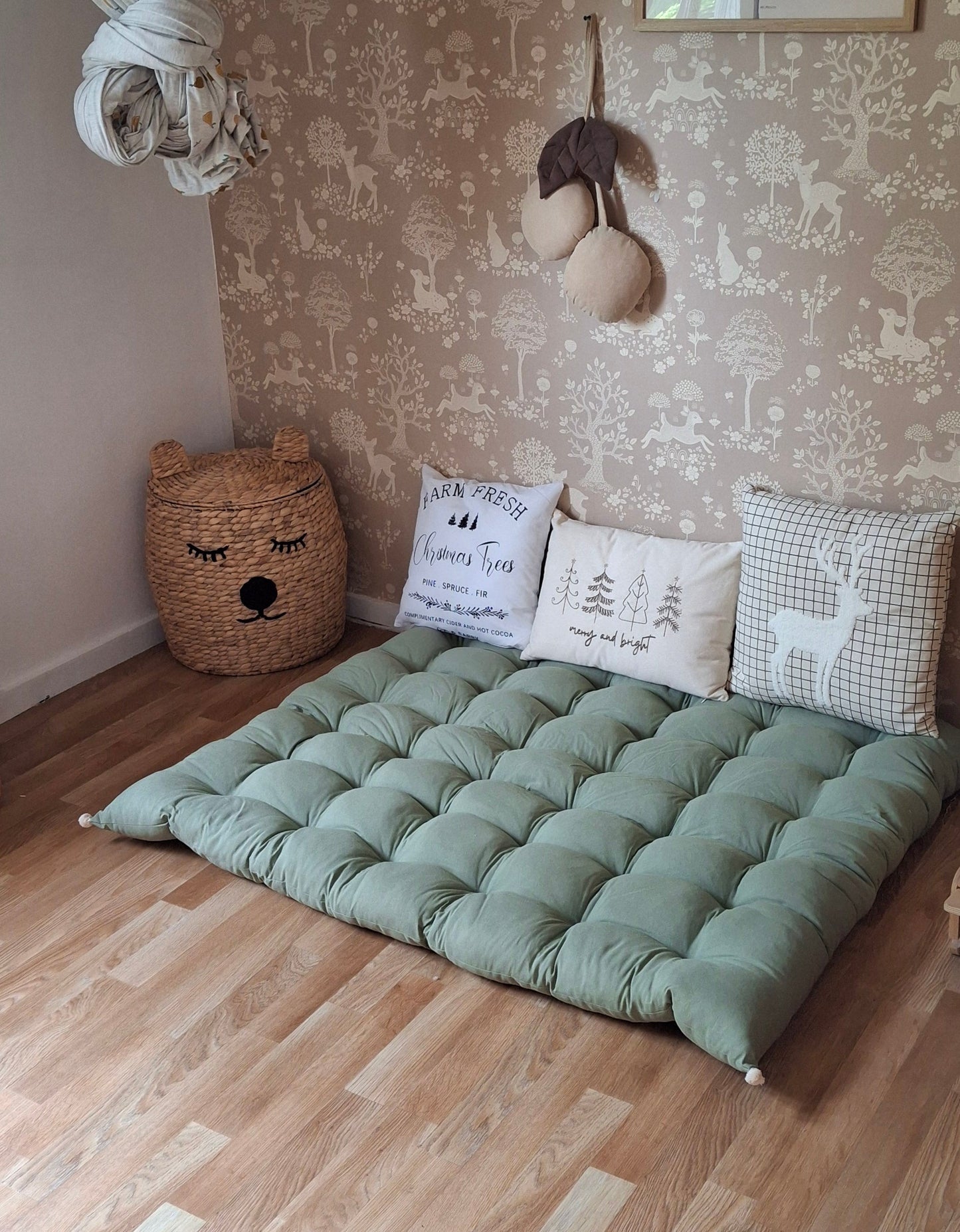 Μαξιλάρα Δαπέδου Βαμβακερή 120x160cm - Verde Salvia Πράσινο Λονέτα