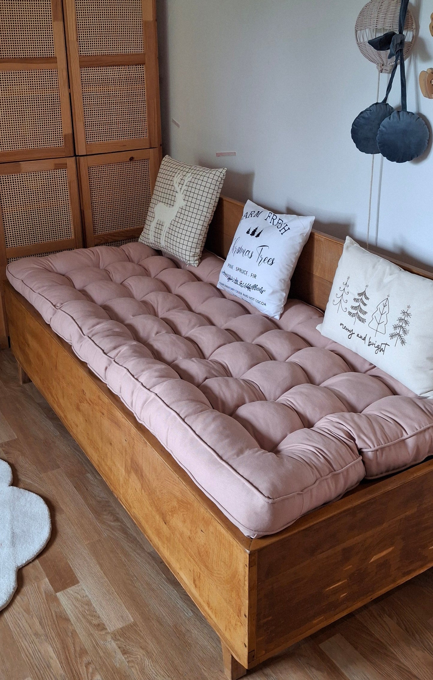 Μαξιλάρα Δαπέδου Βαμβακερή 180x80cm - Nude Pink Λονέτα Τύπου Στρώμα