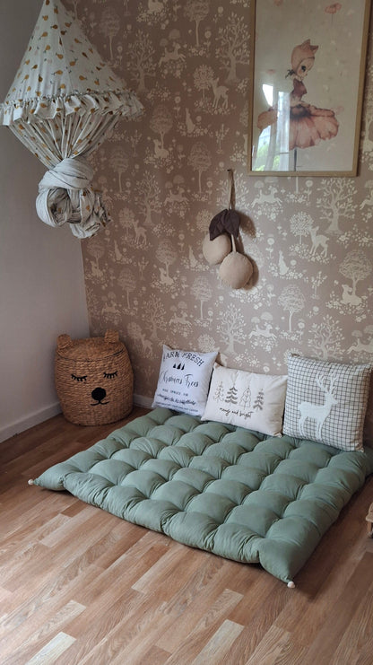 Μαξιλάρα Δαπέδου Βαμβακερή 120x160cm - Verde Salvia Πράσινο Λονέτα