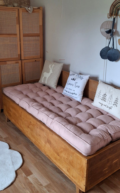 Μαξιλάρα Δαπέδου Βαμβακερή 180x80cm - Nude Pink Λονέτα Τύπου Στρώμα