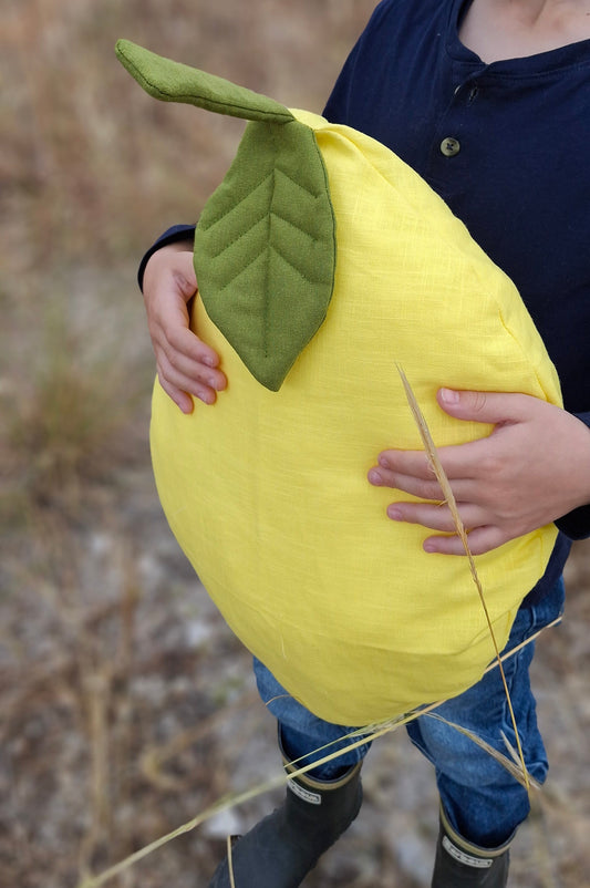 Κρεμαστό Διακοσμητικό Μαξιλάρι Λεμόνι από Λινό - Χειροποίητο