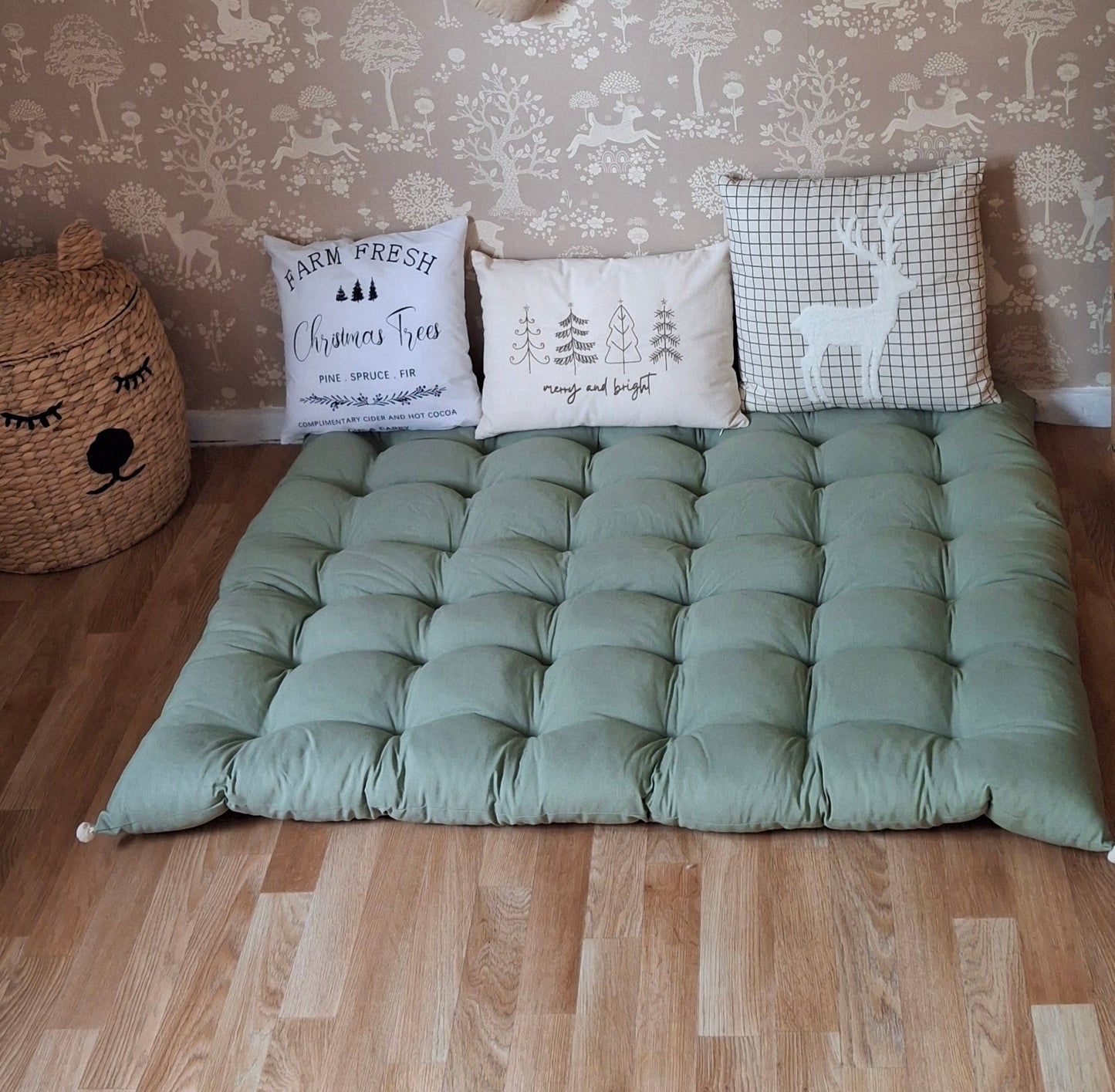 Μαξιλάρα Δαπέδου Βαμβακερή 120x160cm - Verde Salvia Πράσινο Λονέτα
