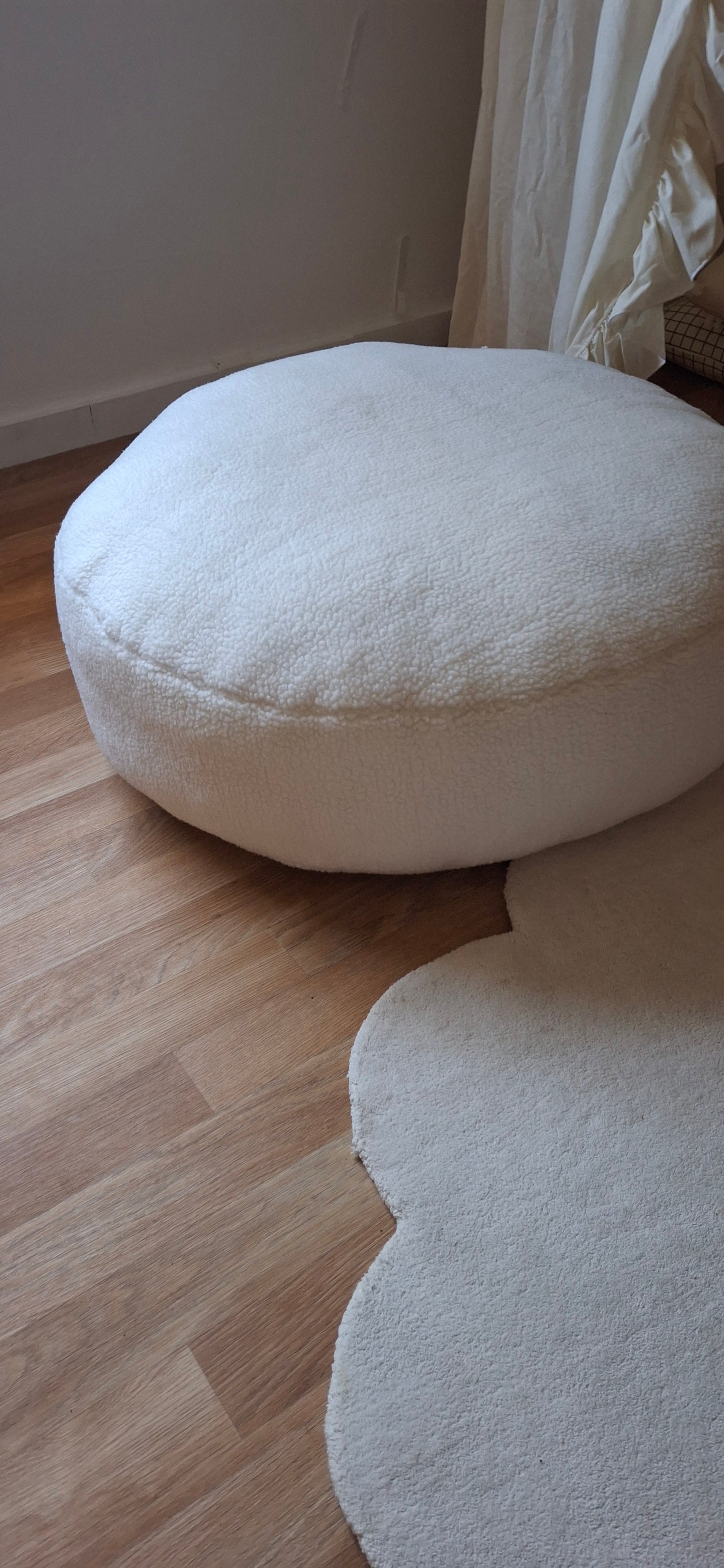 Παιδικη μαξιλαρα δαπέδου στρογγυλή πουφ με φερμουάρ  teddy