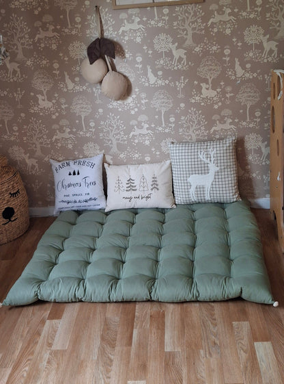 Μαξιλάρα Δαπέδου Βαμβακερή 120x160cm - Verde Salvia Πράσινο Λονέτα