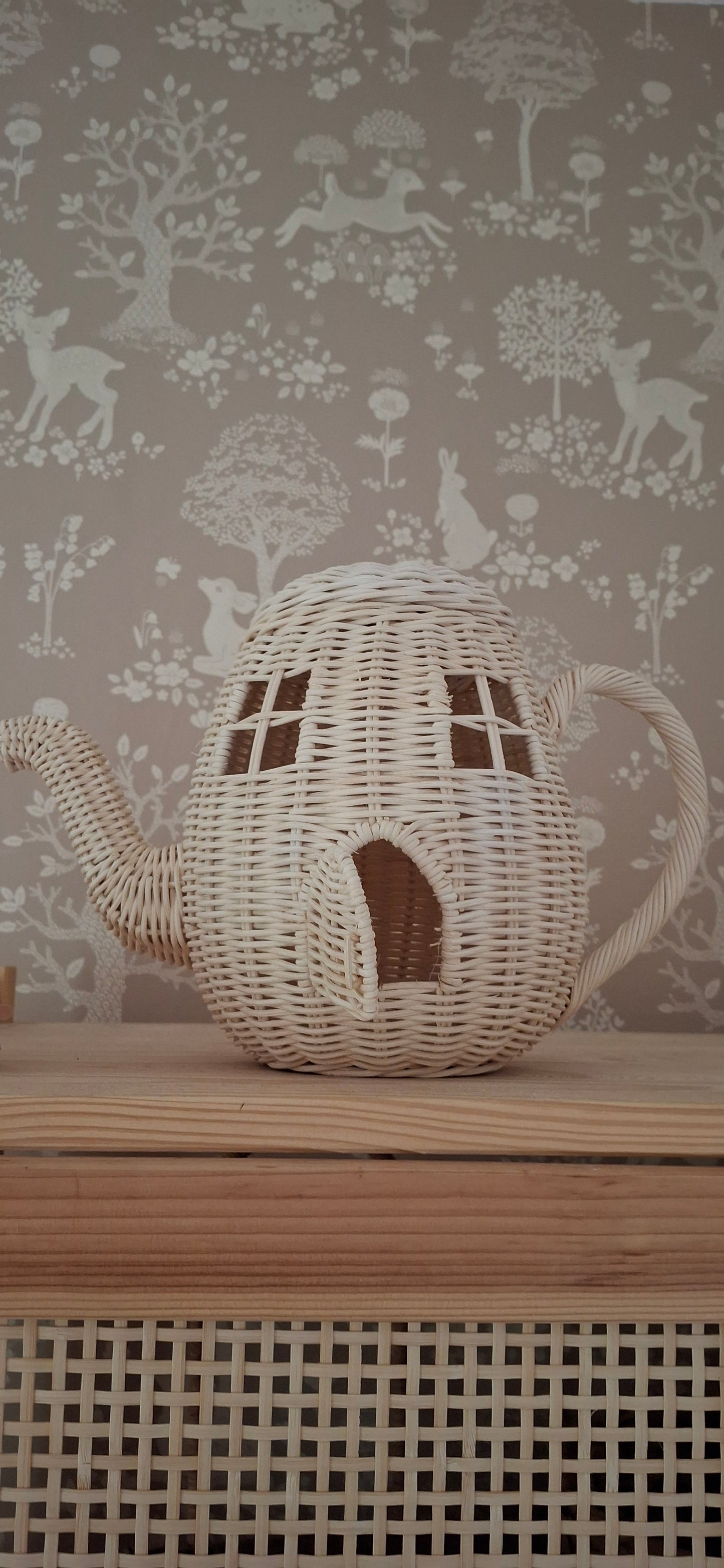 Μεγάλη  τσαγιέρα  rattan με αφαιρούμενο καπακι bazaar