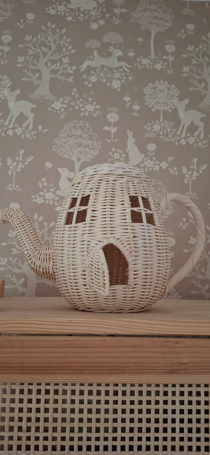 Μεγάλη  τσαγιέρα  rattan με αφαιρούμενο καπακι bazaar