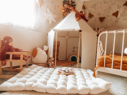 Βαμβακερή εκρού μαξιλάρα δαπέδου 1.30*1 m
