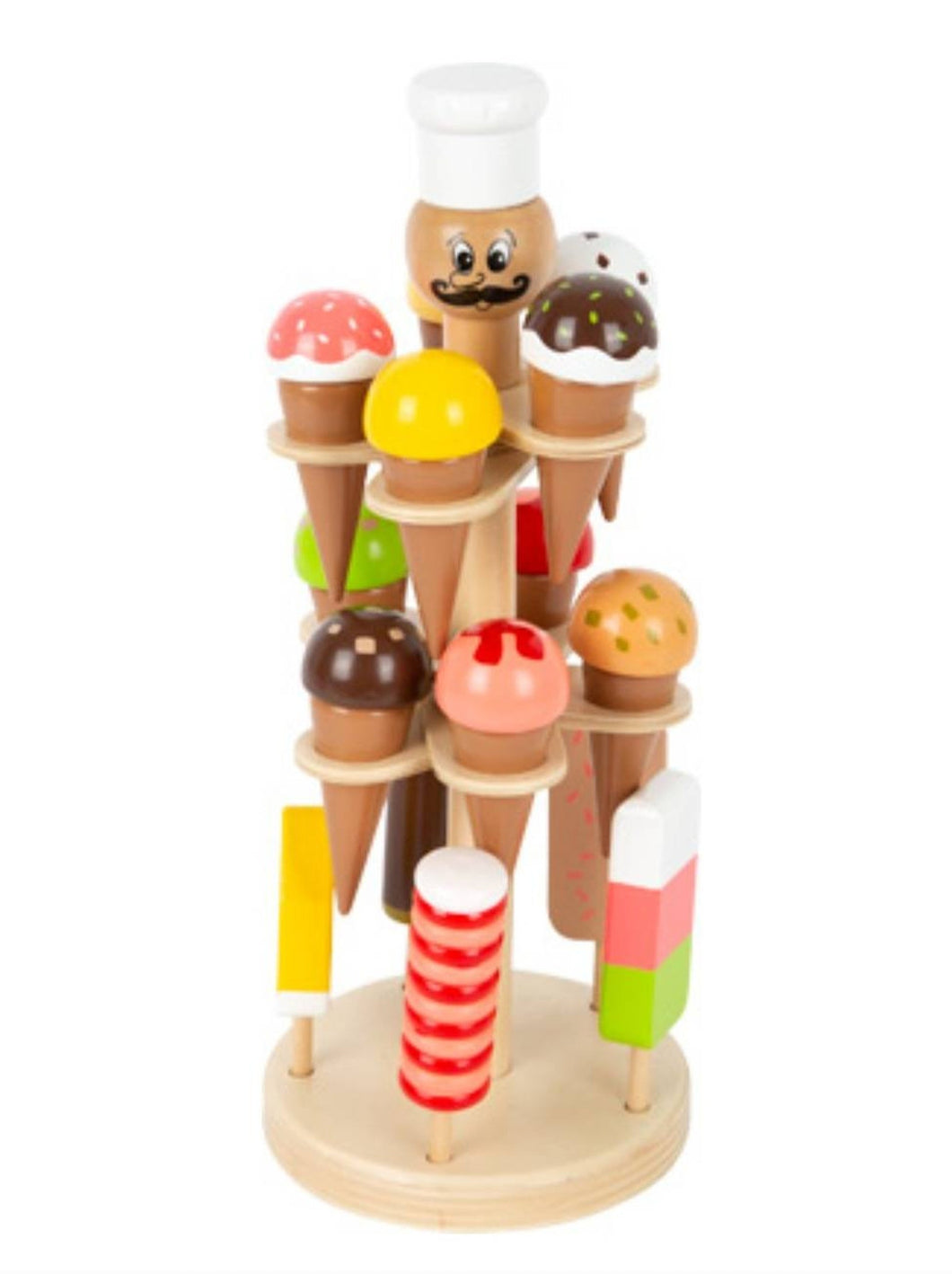 Παιδικό σταντ με παγωτά, ξύλινο παιχνίδι ρόλων με 16 τεμάχια, Luigi παγωτά