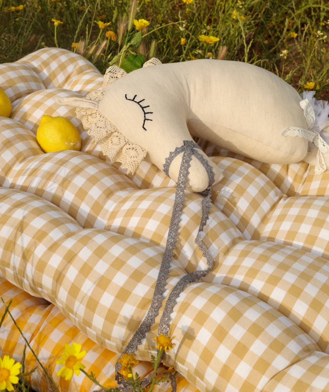 Καρό Μαξιλάρα Δαπέδου, Βαμβακερή Λονέτα